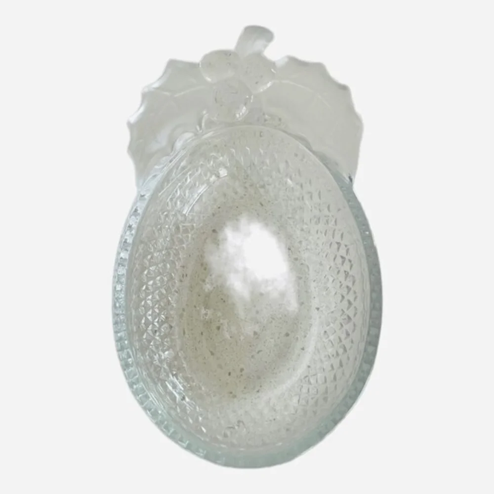 Vintage Grape Ice Glass Dessert Bowl Clear Textured Fruit Shape 6.75